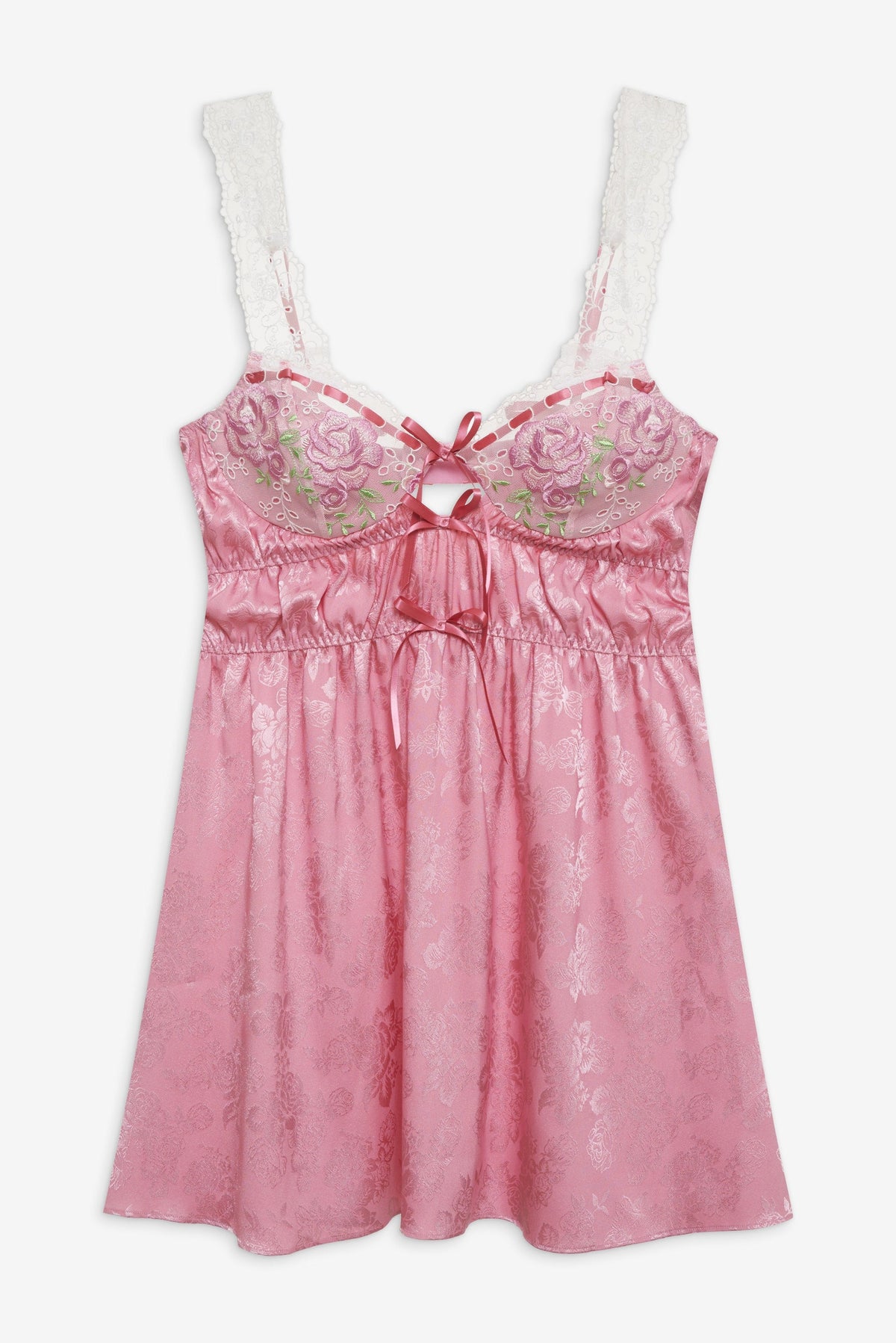 Rose Milk Eyelet Slip Dress - Pink
