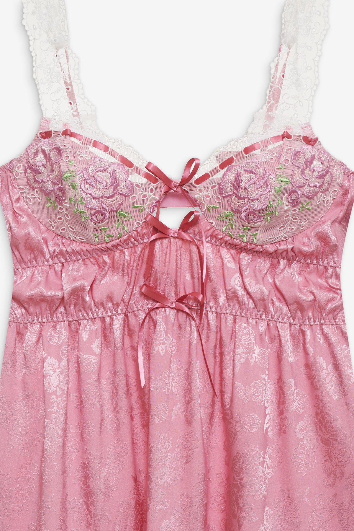 Rose Milk Eyelet Slip Dress - Pink