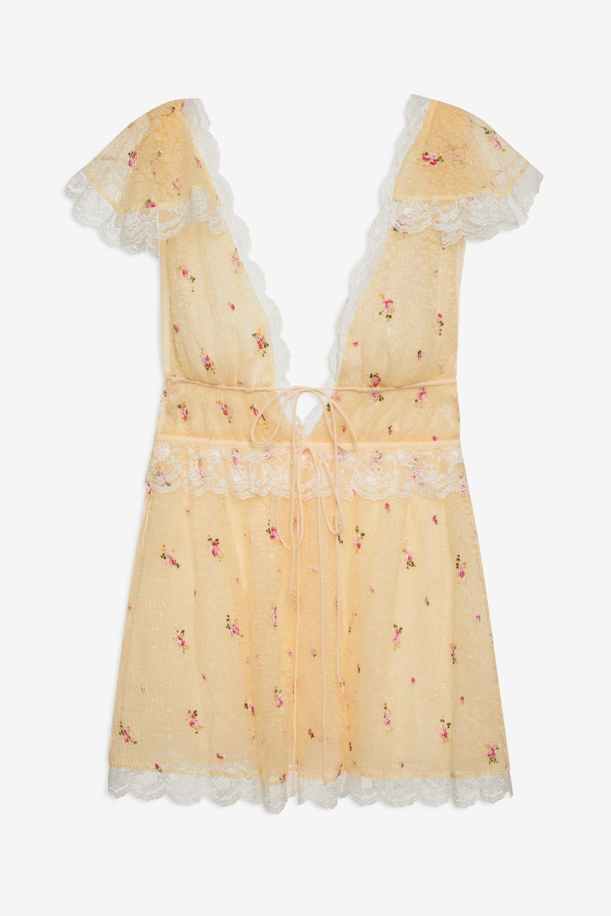 Poppy Lace Mini Dress - Yellow