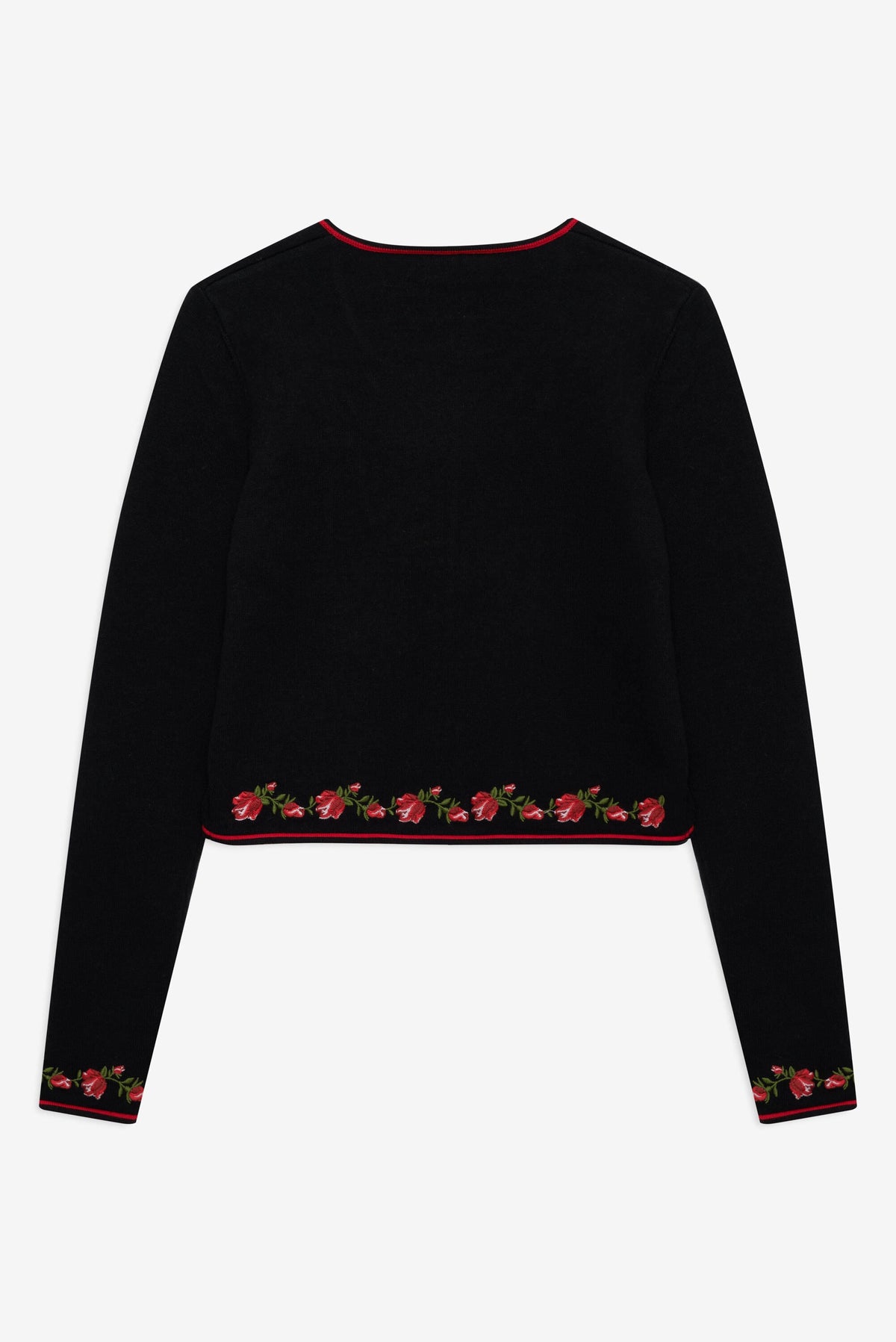 Rose Waltz Embroidered Knit Cardigan - Black
