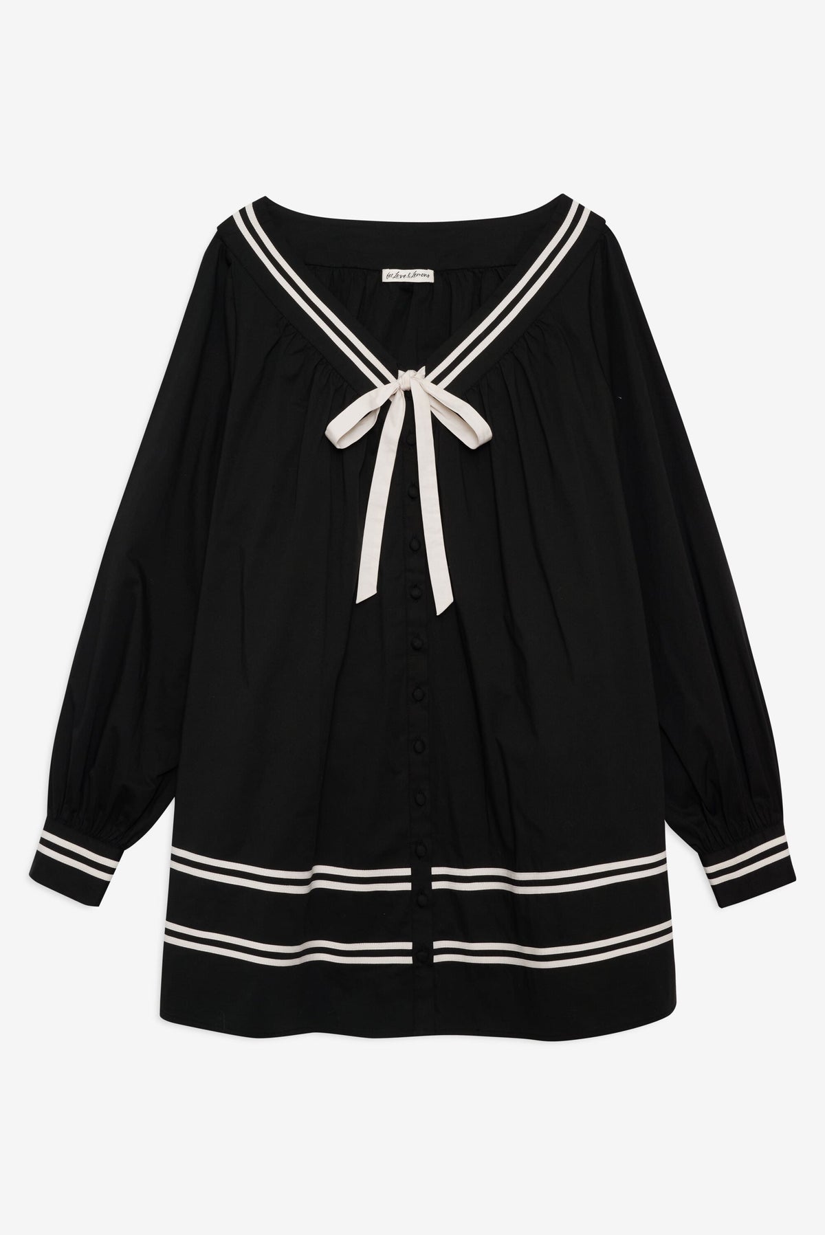 Helena Poplin Long Sleeve Mini Dress - Black