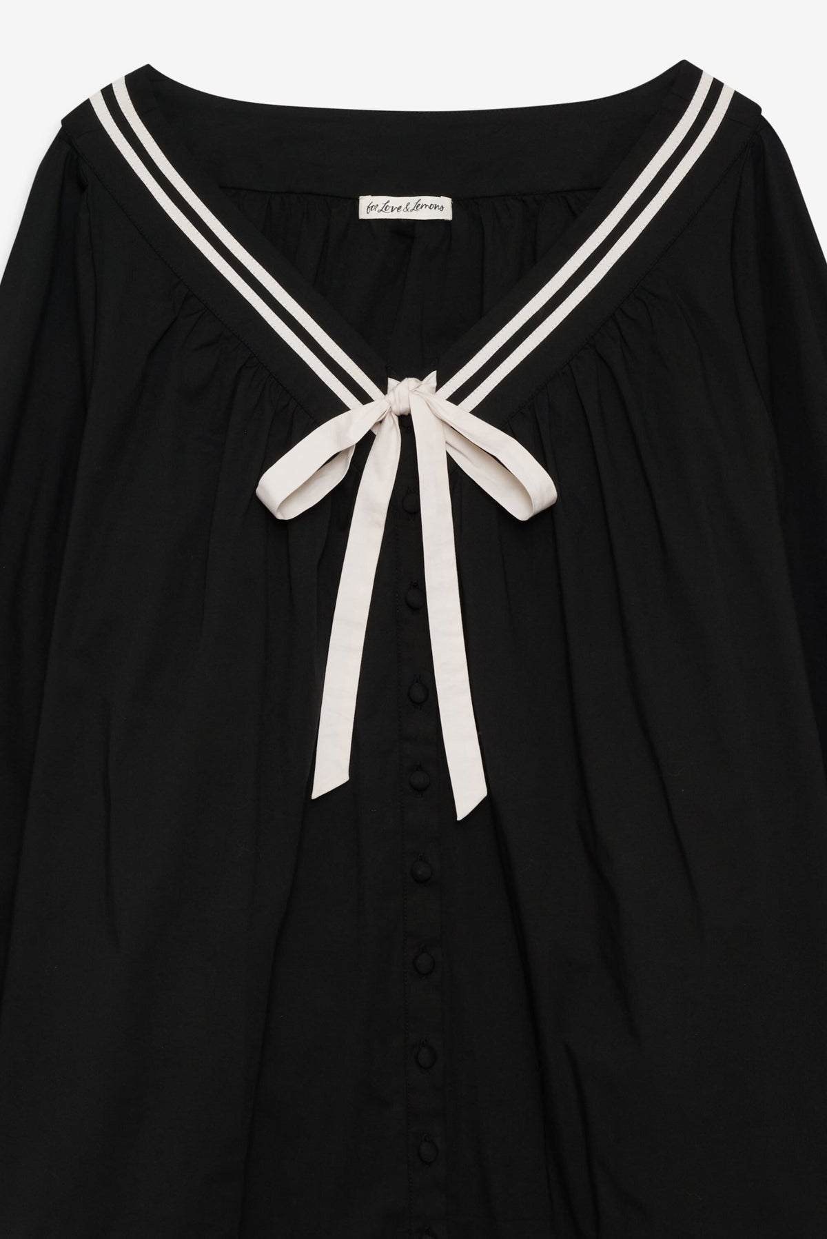 Helena Poplin Long Sleeve Mini Dress - Black
