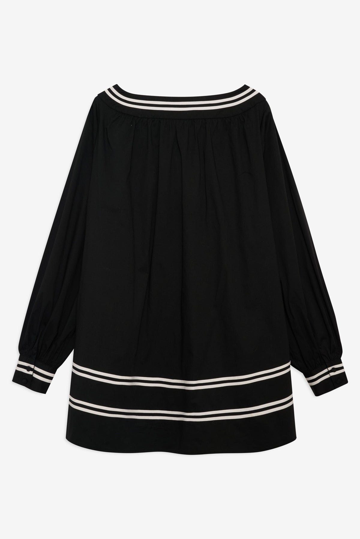 Helena Poplin Long Sleeve Mini Dress - Black