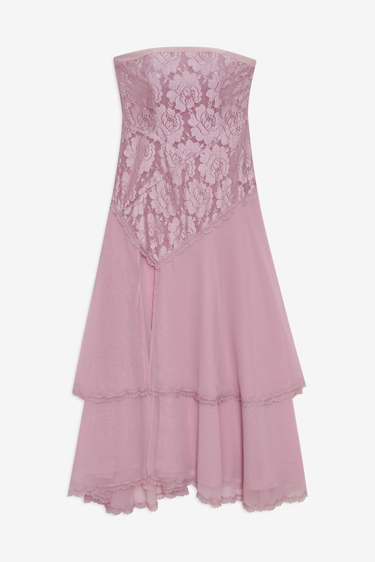 Claudia Rose Lace Strapless Midi Dress - Mulberry