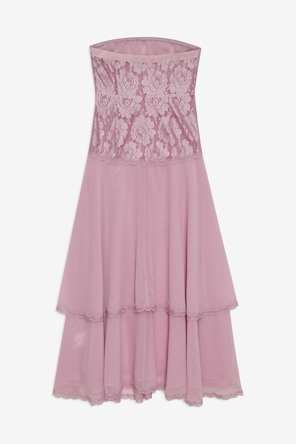 Claudia Rose Lace Strapless Midi Dress - Mulberry