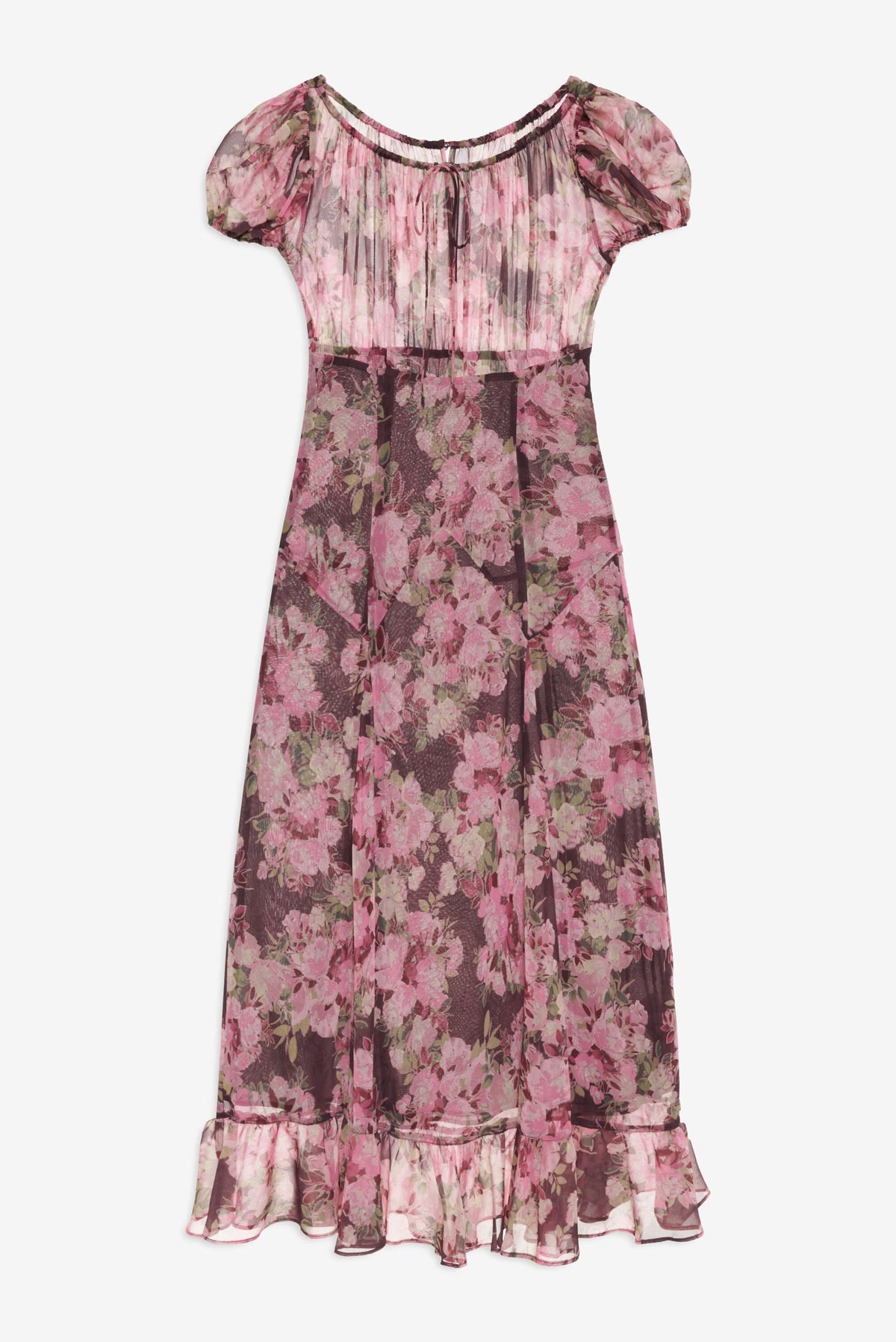 Adeline Floral Midi Dress - Brown