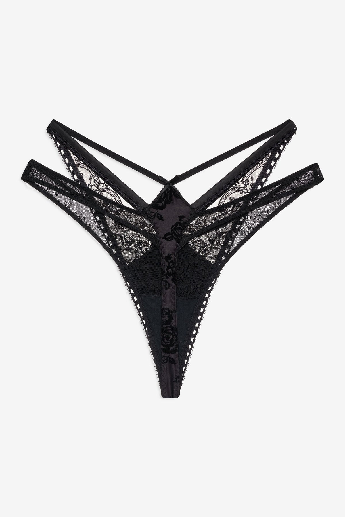 Sonia Double Layer Thong Panty - Black