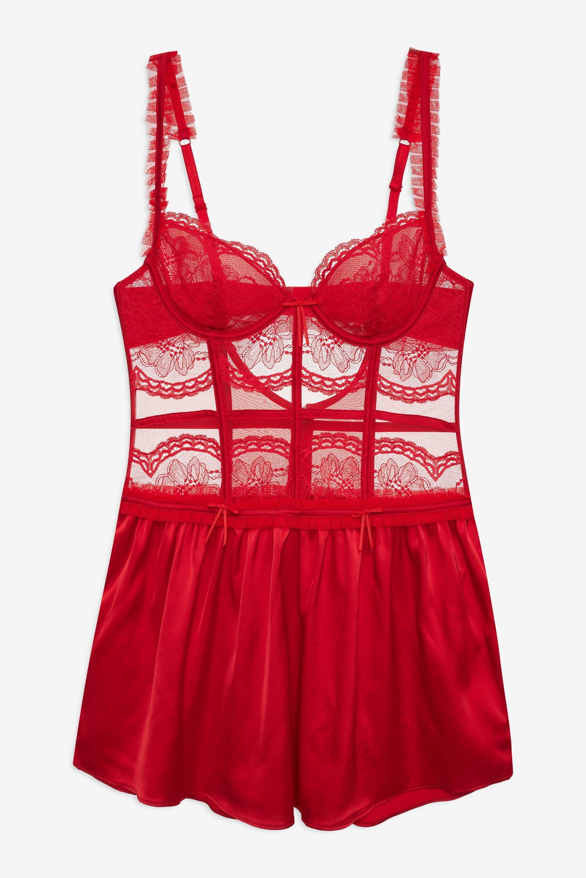 Fiona Lace Slip Dress - Red