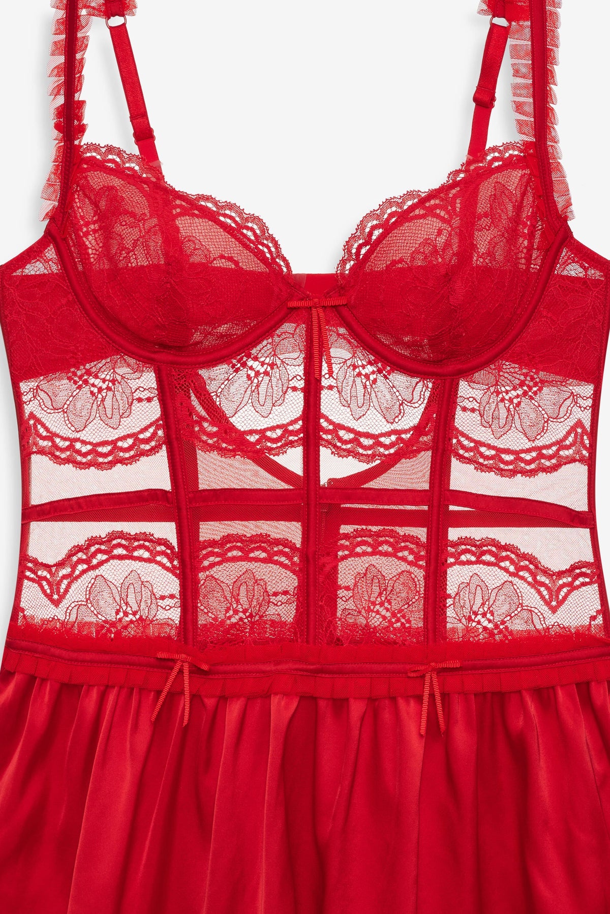Fiona Lace Slip Dress - Red