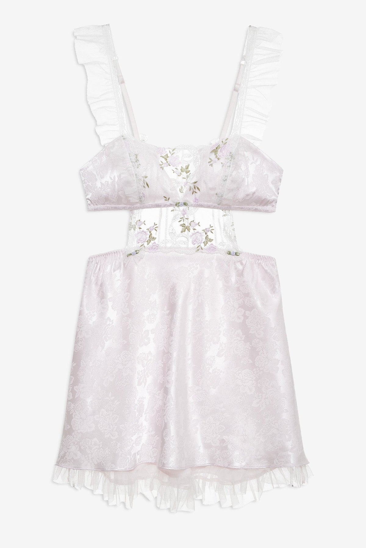 Lattice Bows Slip Dress - White