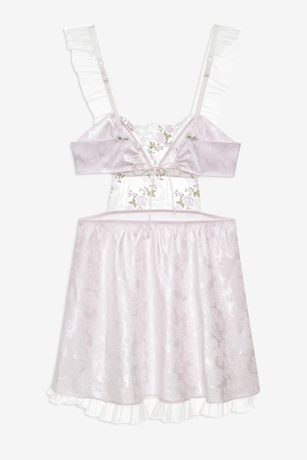 Lattice Bows Slip Dress - White