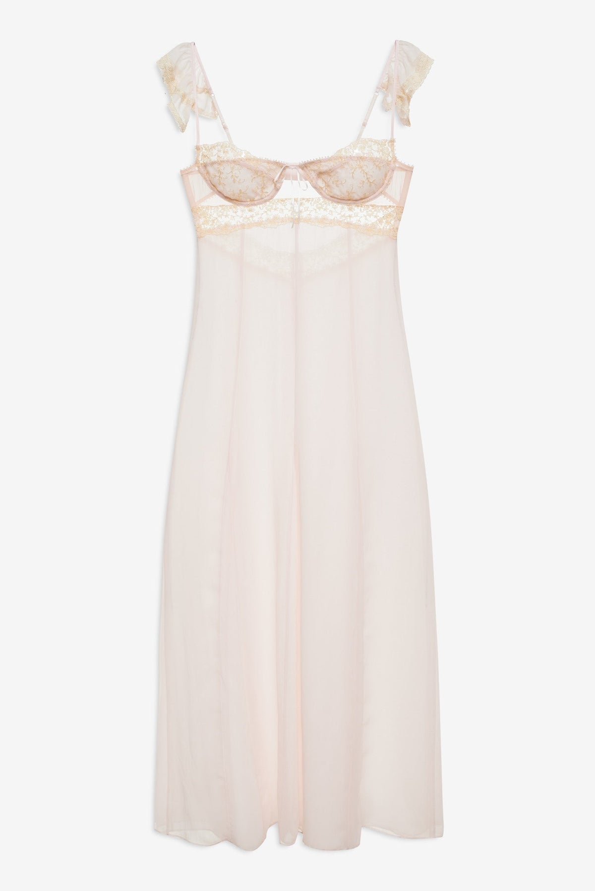 Gilded Lace Maxi Slip Dress - Natural