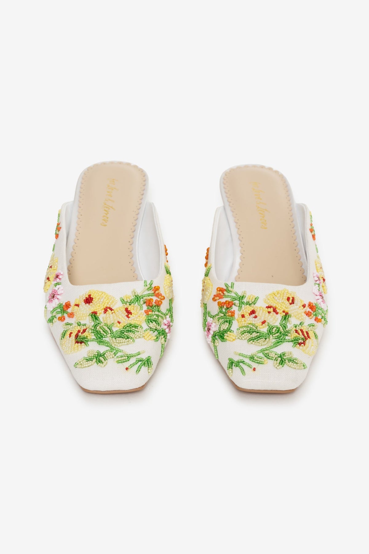 Elodie Floral Beaded Mule - White