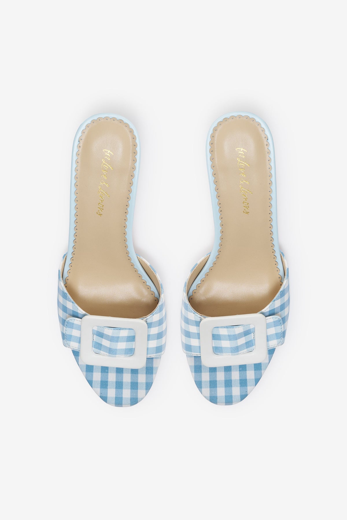 Eloise Gingham Buckle Mule - Blue