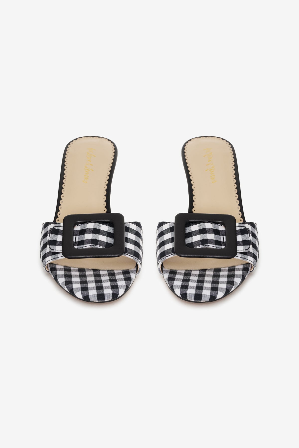 Eloise Gingham Buckle Mule - Black