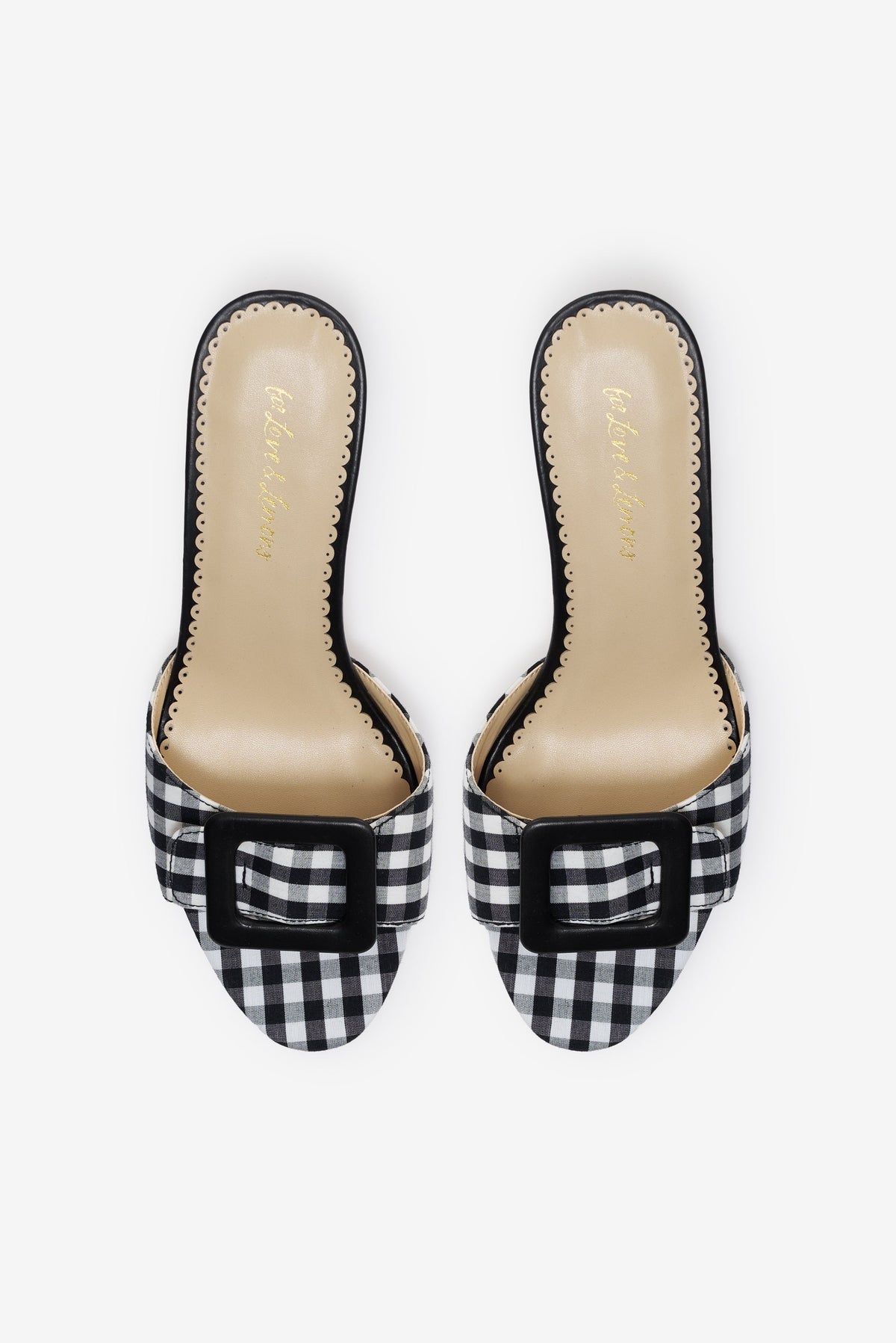 Eloise Gingham Buckle Mule - Black