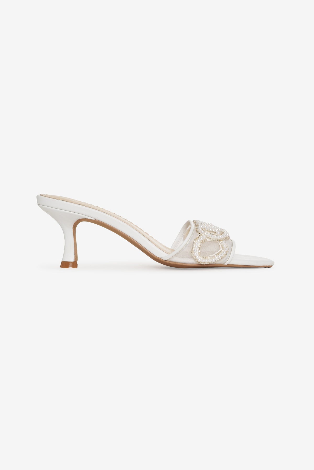 Seraphina Beaded Heart Mule - White
