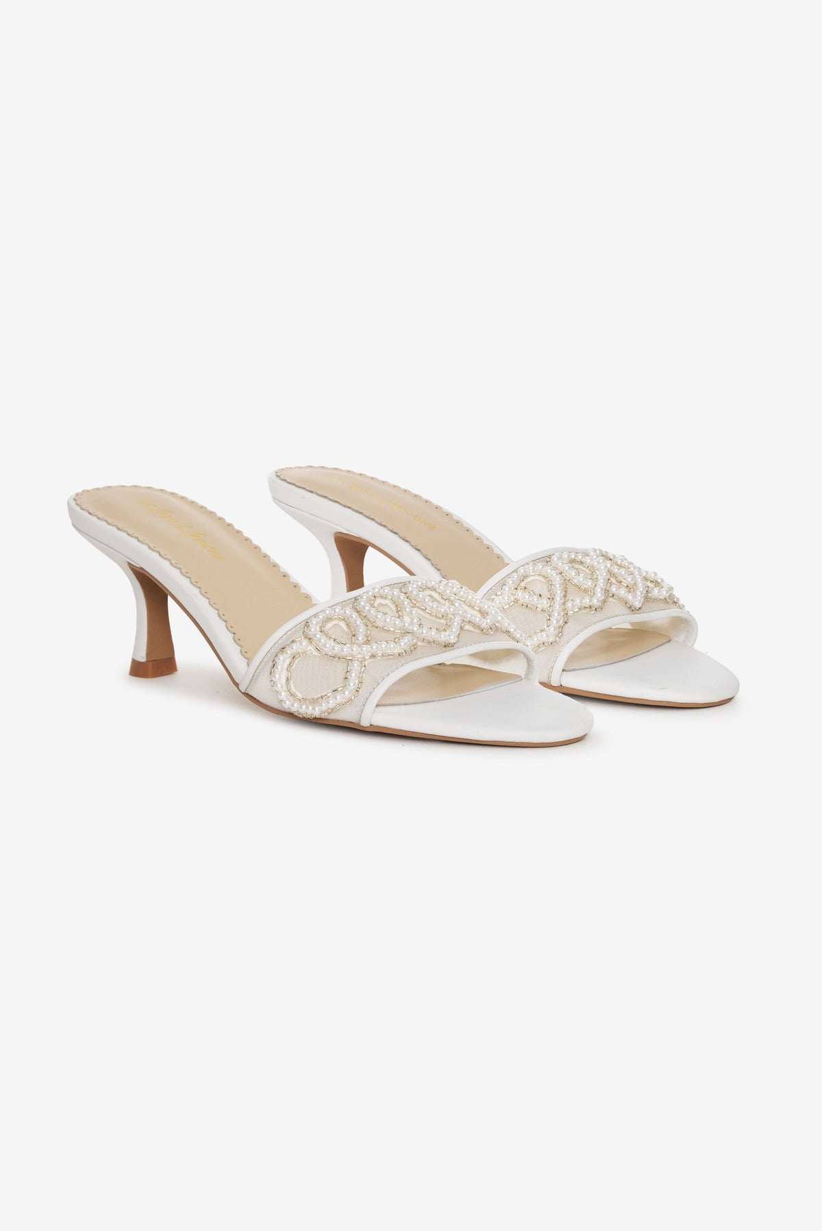 Seraphina Beaded Heart Mule - White