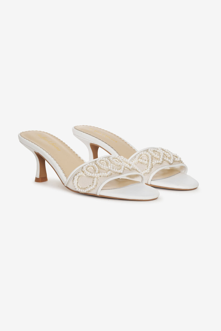 Seraphina Beaded Heart Mule - White