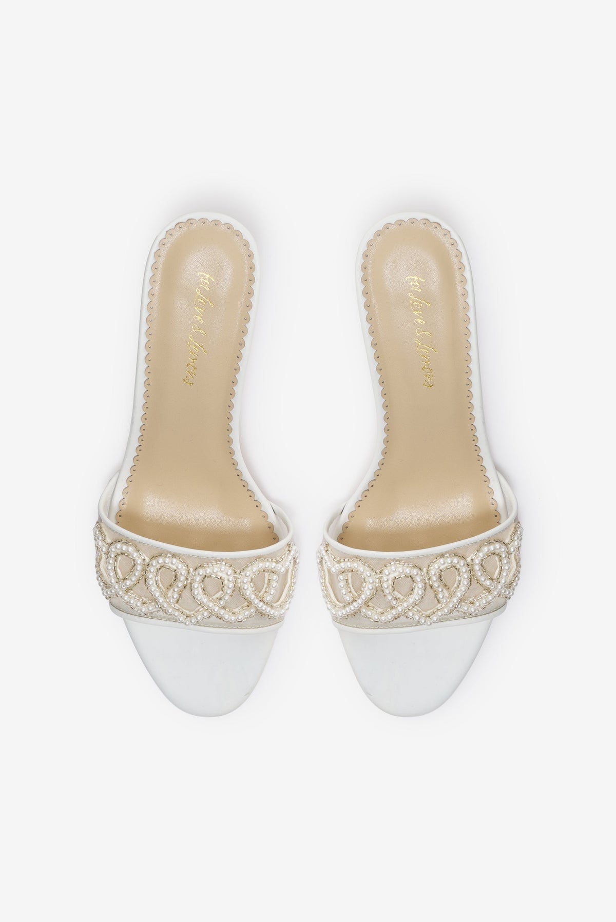 Seraphina Beaded Heart Mule - White