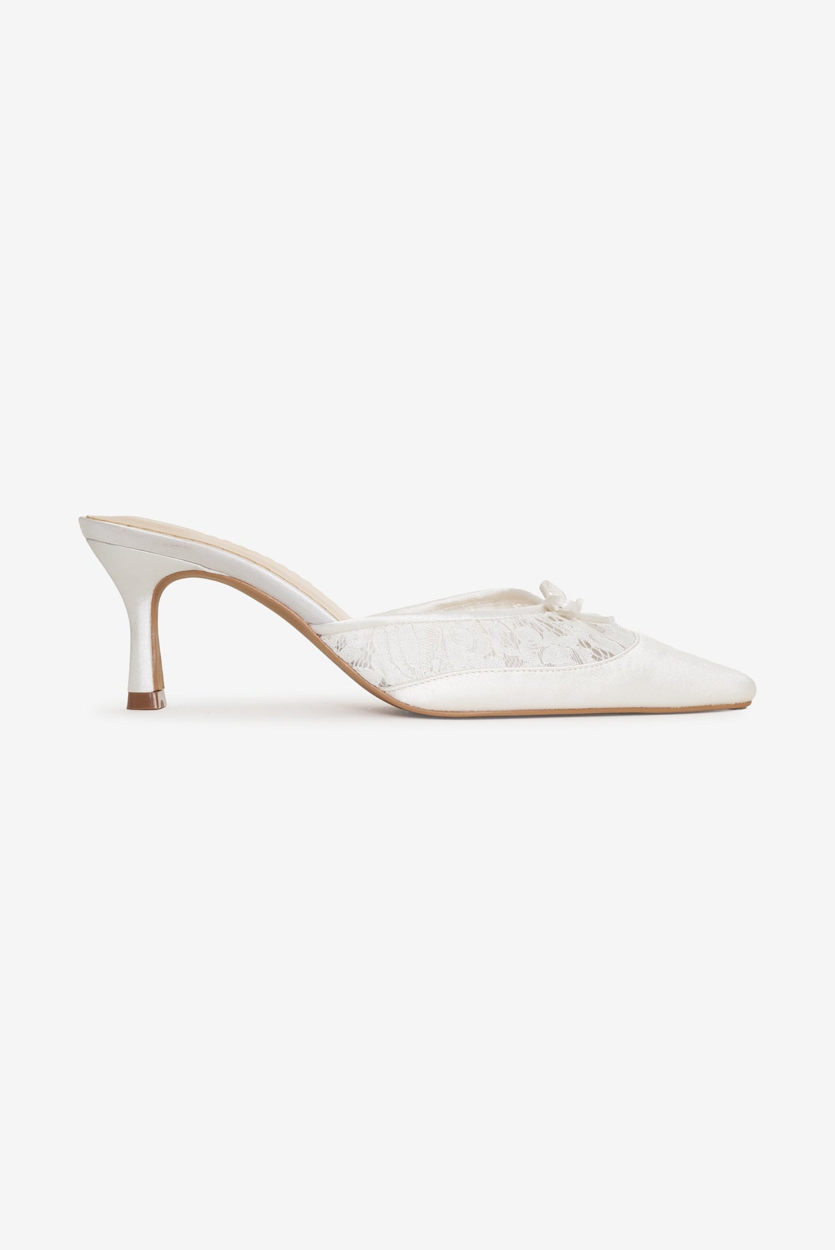 Beatrice Lace Mule - White