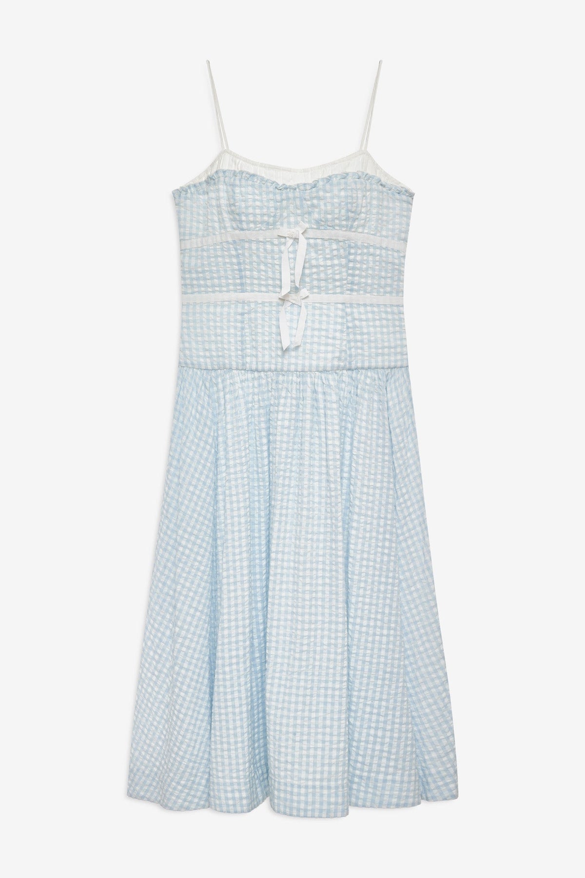Georgia Gingham Midi Dress - Blue