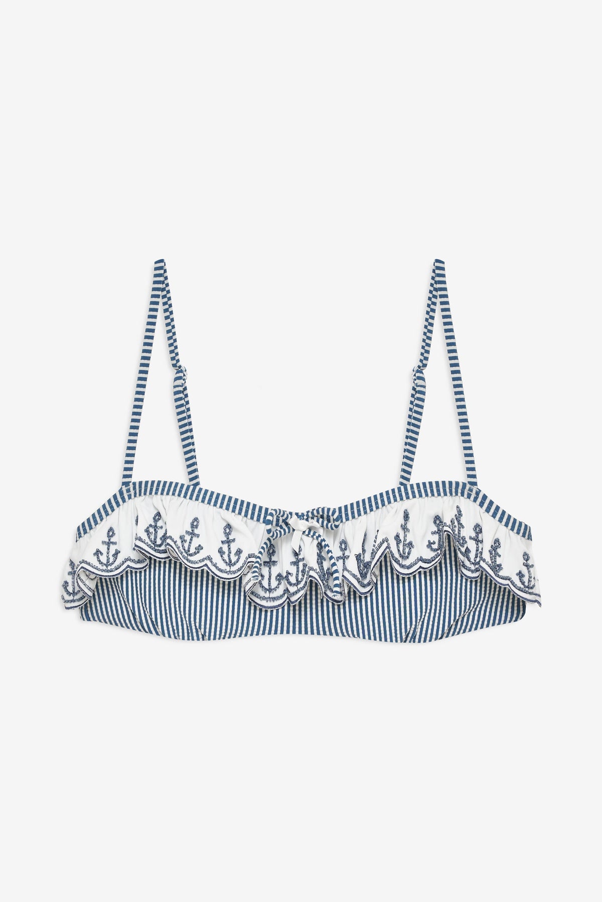 Textured Stripes Bikini Top - Blue