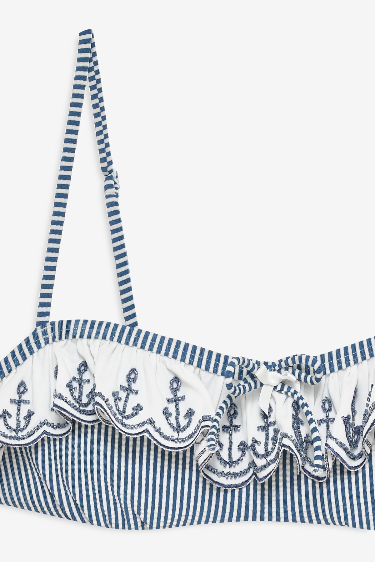Textured Stripes Bikini Top - Blue