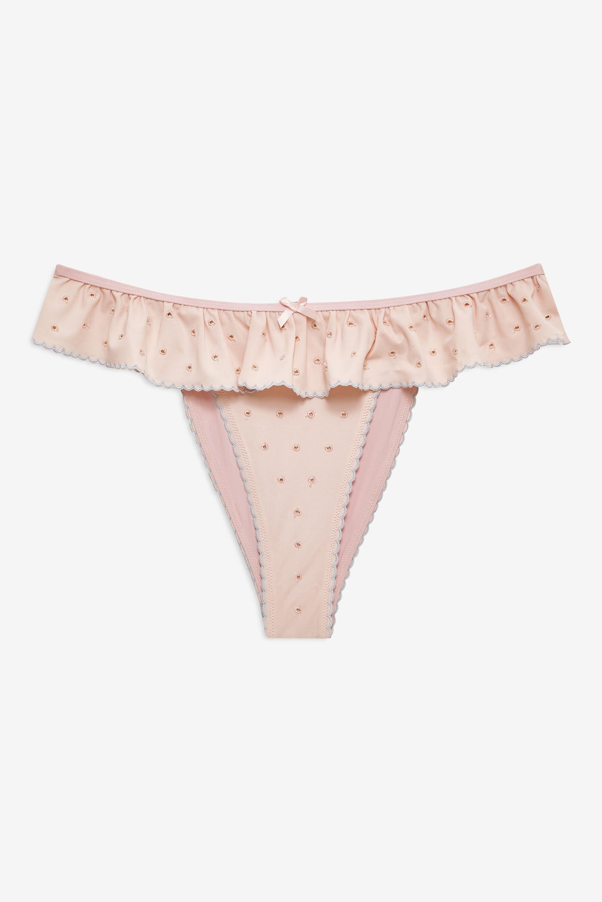 Eyelet Dot Ruffle Bikini Bottom - Peach