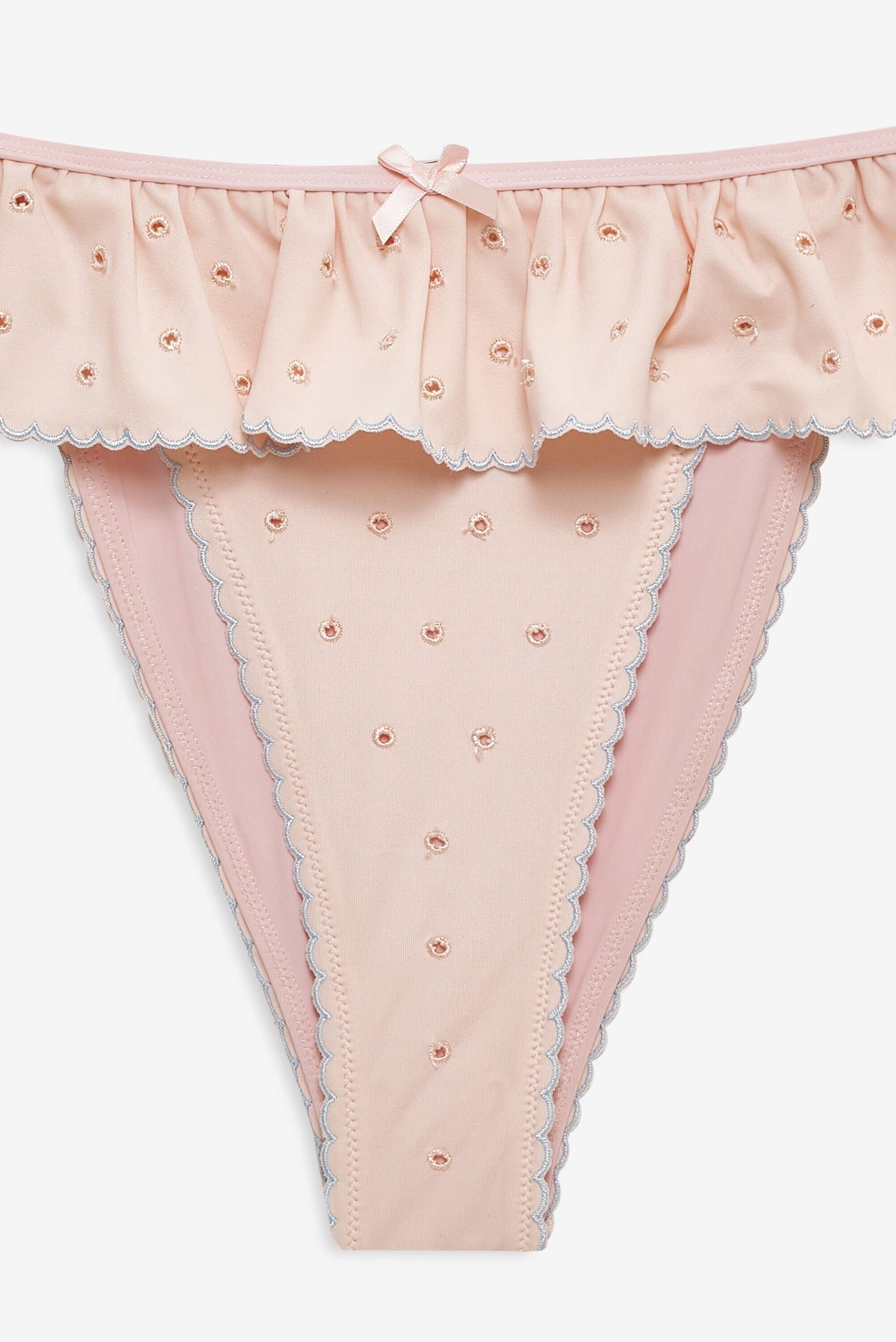 Eyelet Dot Ruffle Bikini Bottom - Peach