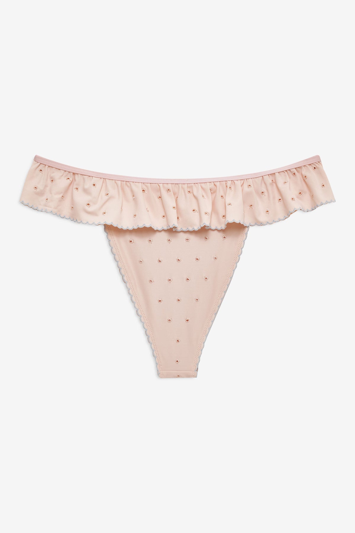 Eyelet Dot Ruffle Bikini Bottom - Peach