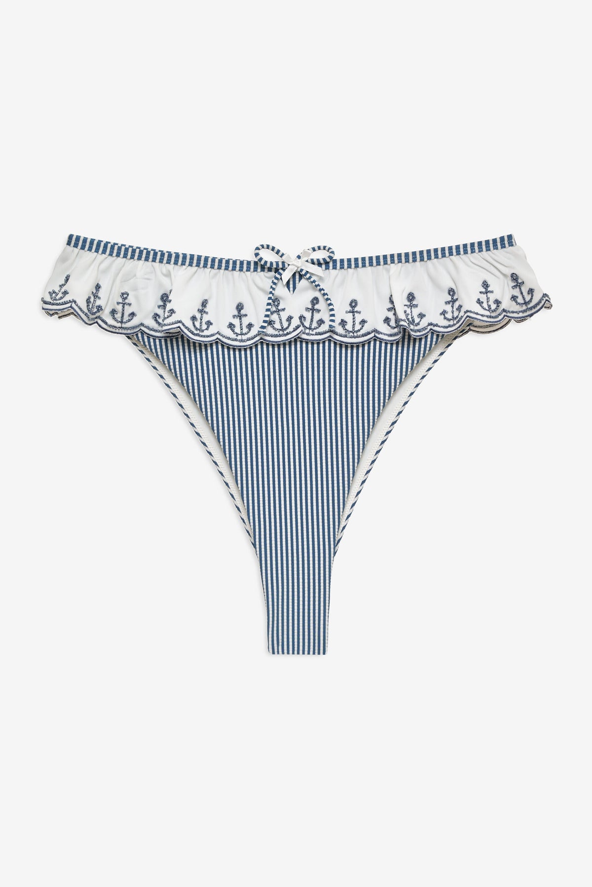 Textured Stripes Bikini Bottom - Blue
