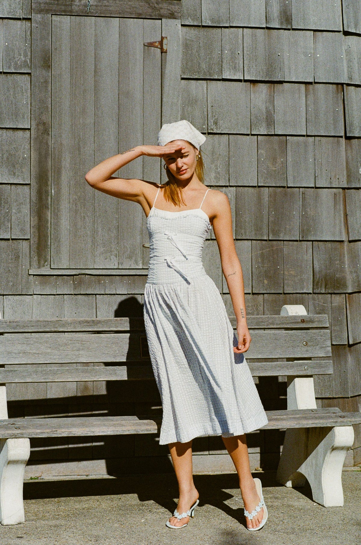 Georgia Gingham Midi Dress - Blue