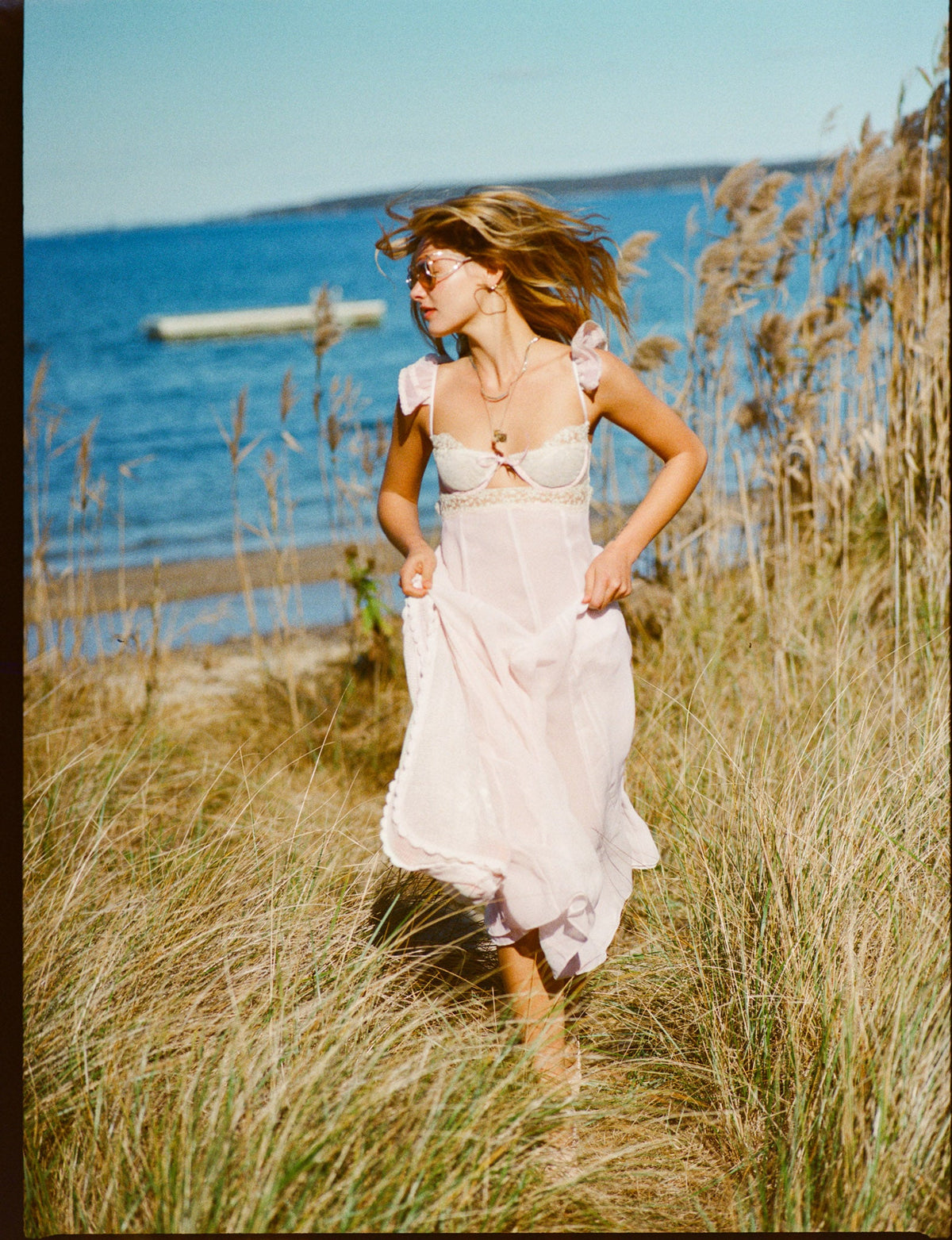 Gilded Lace Maxi Slip Dress - Natural