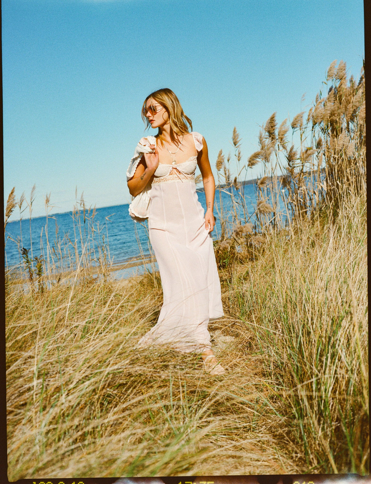 Gilded Lace Maxi Slip Dress - Natural