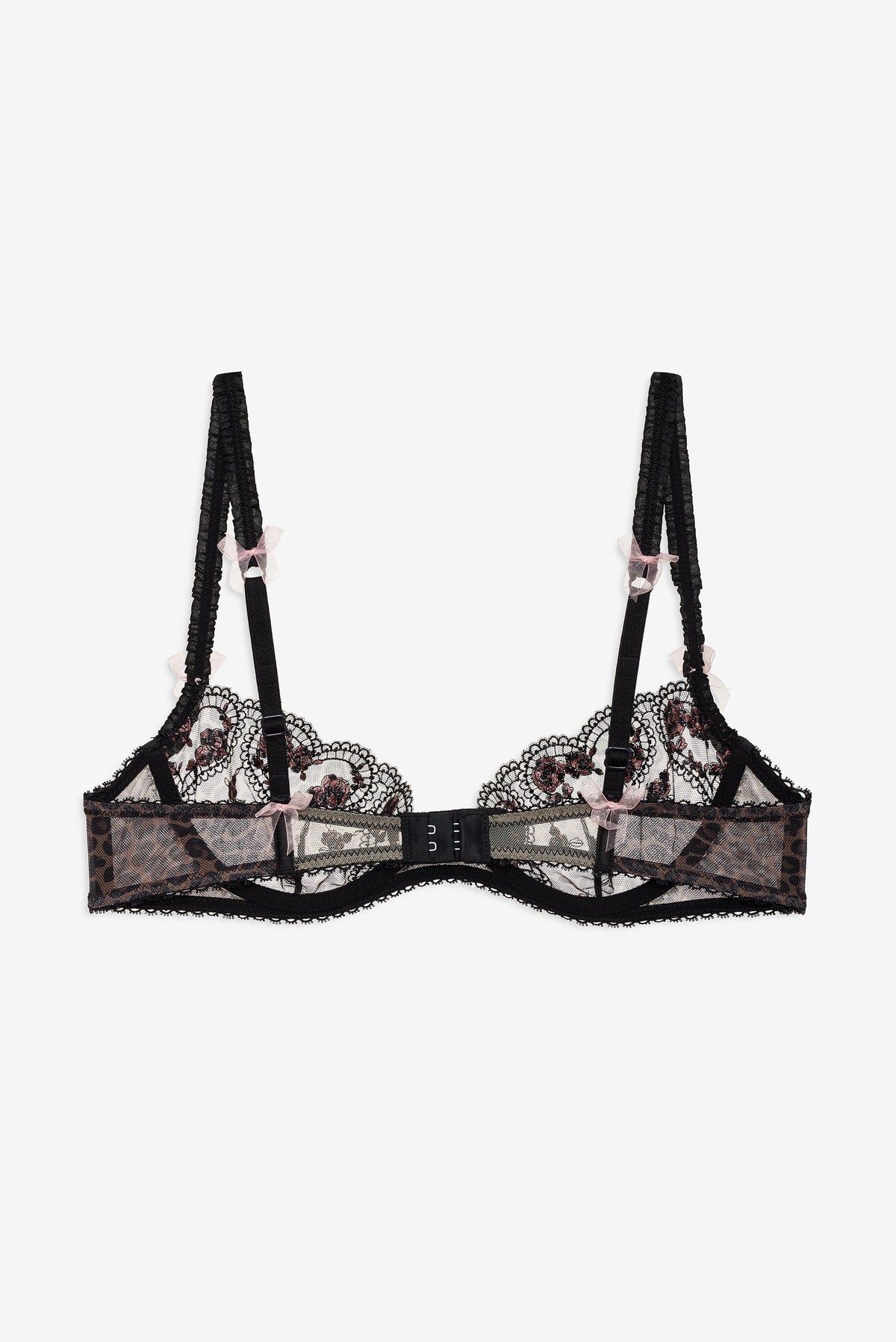 Cheetah Hearts Underwire Bra - Black