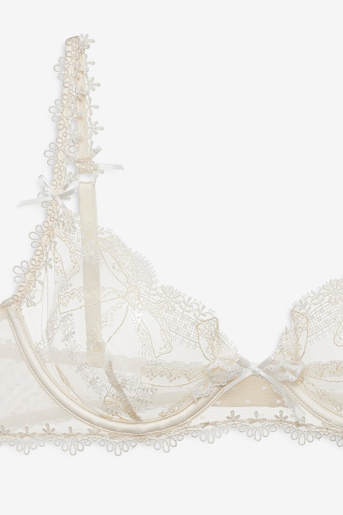 Chantilly Bows Underwire Bra - Tan