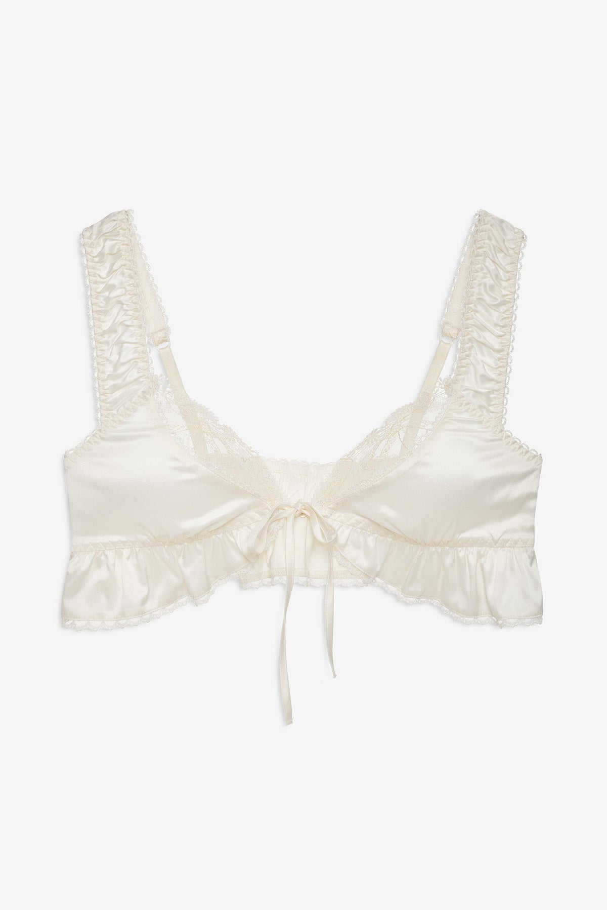 Chantilly Bows Ruffle Bralette - Tan