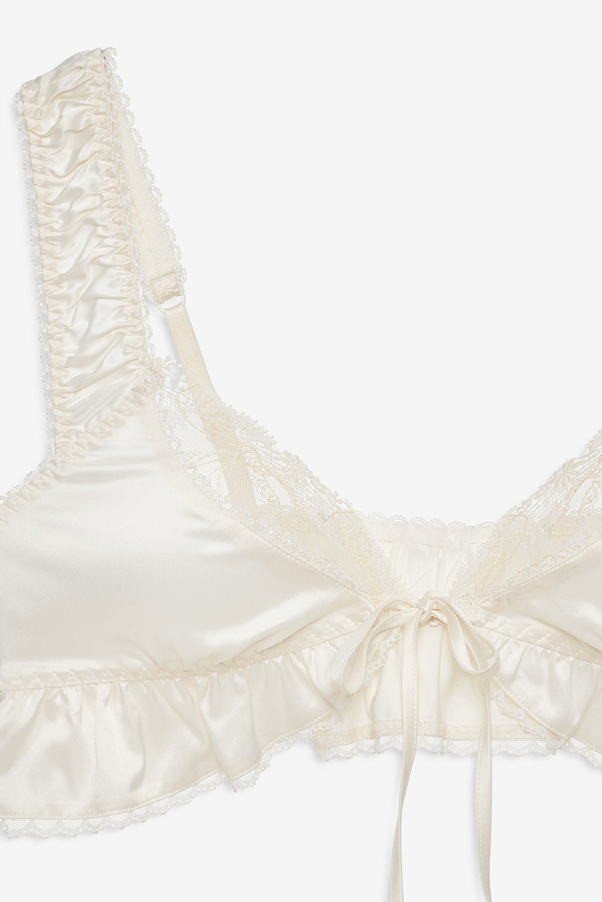 Chantilly Bows Ruffle Bralette - Tan