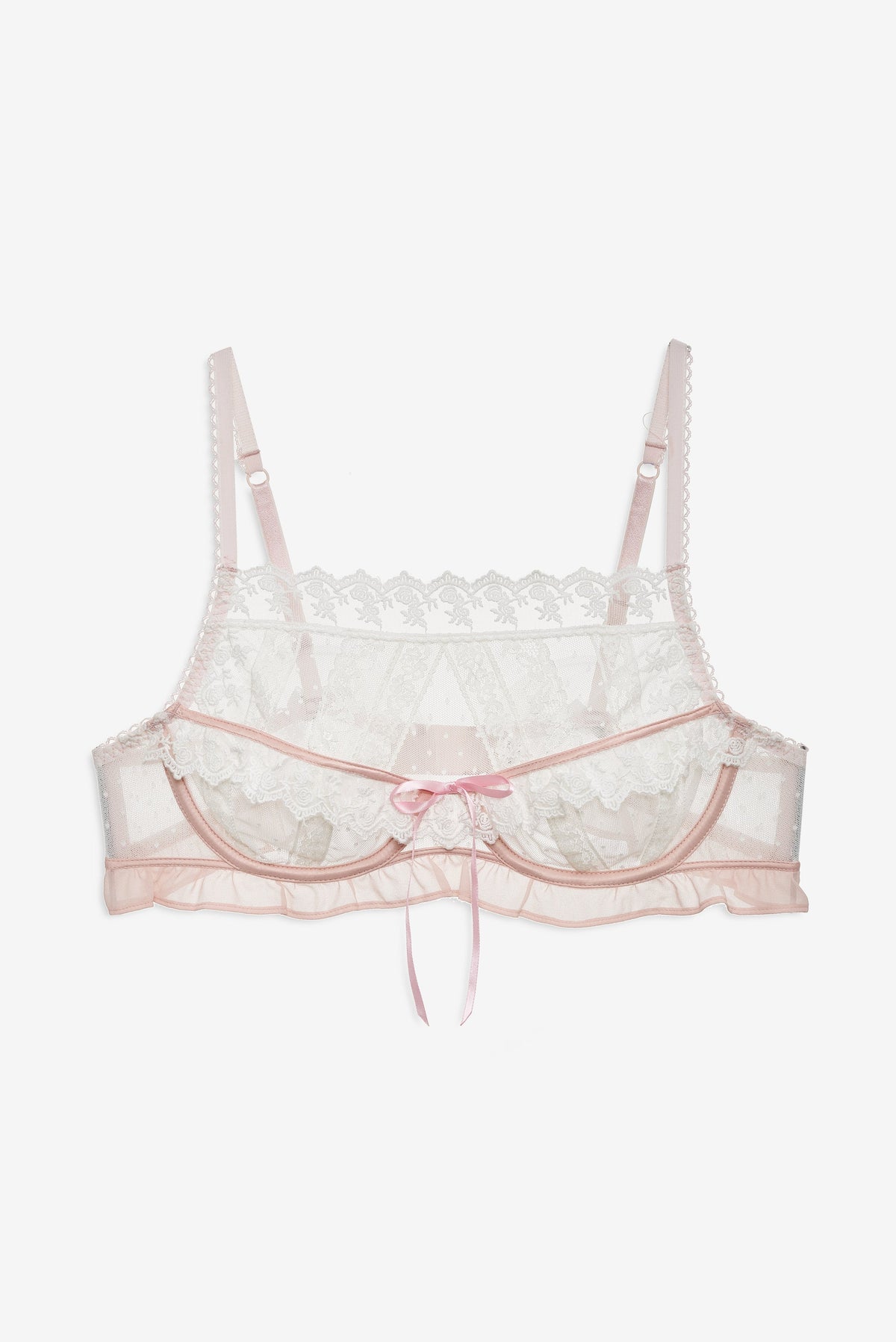 Layered Lace Underwire Bra - Dusty Rose