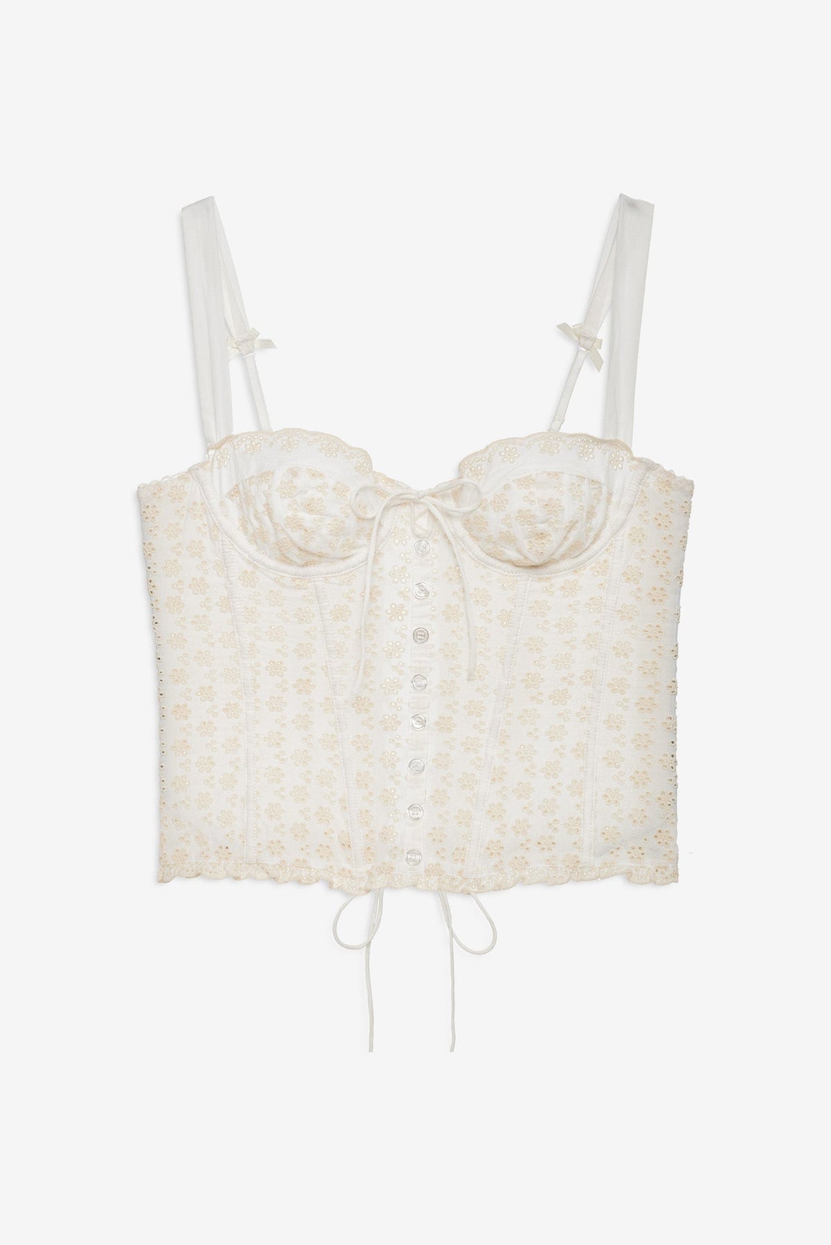 Eyelet Rose Bustier - Off White