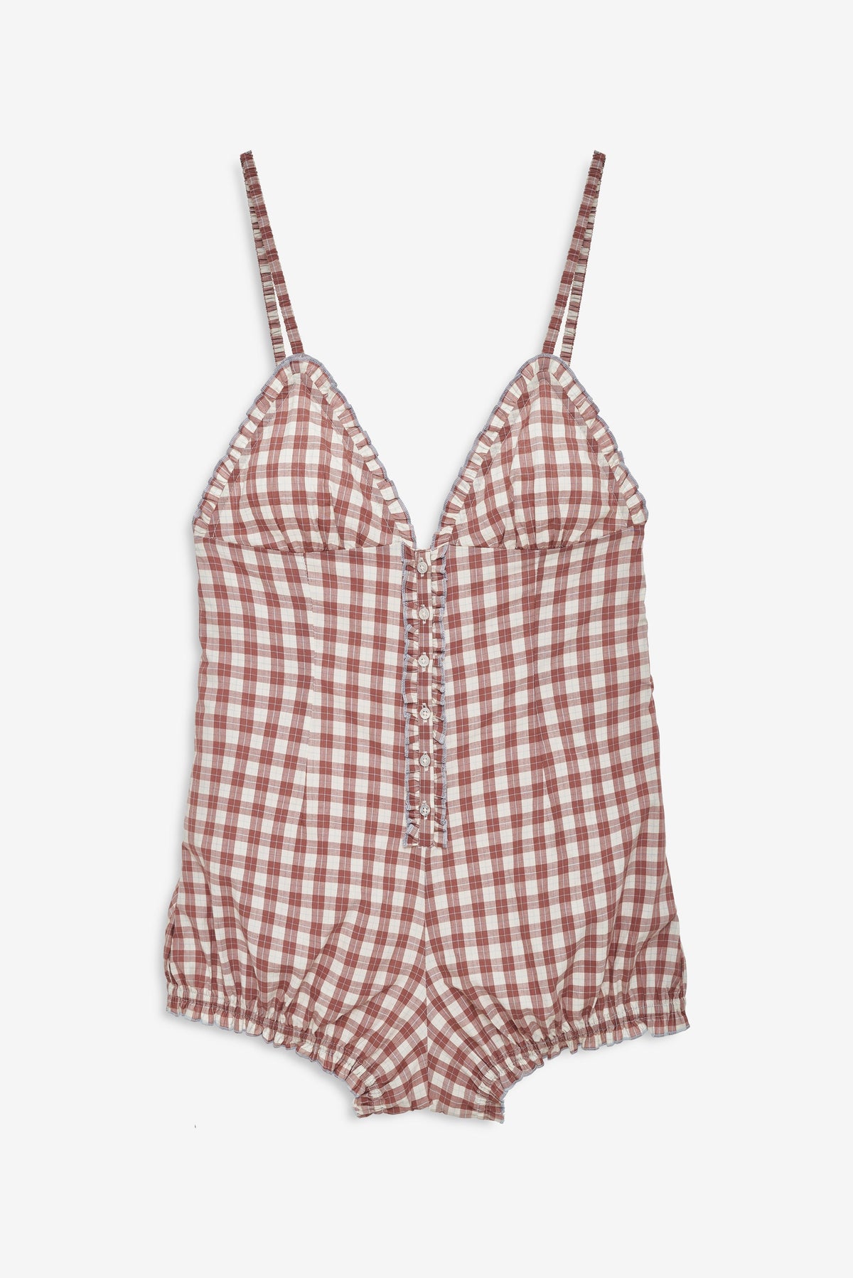 Poppy Gingham Romper - Brown