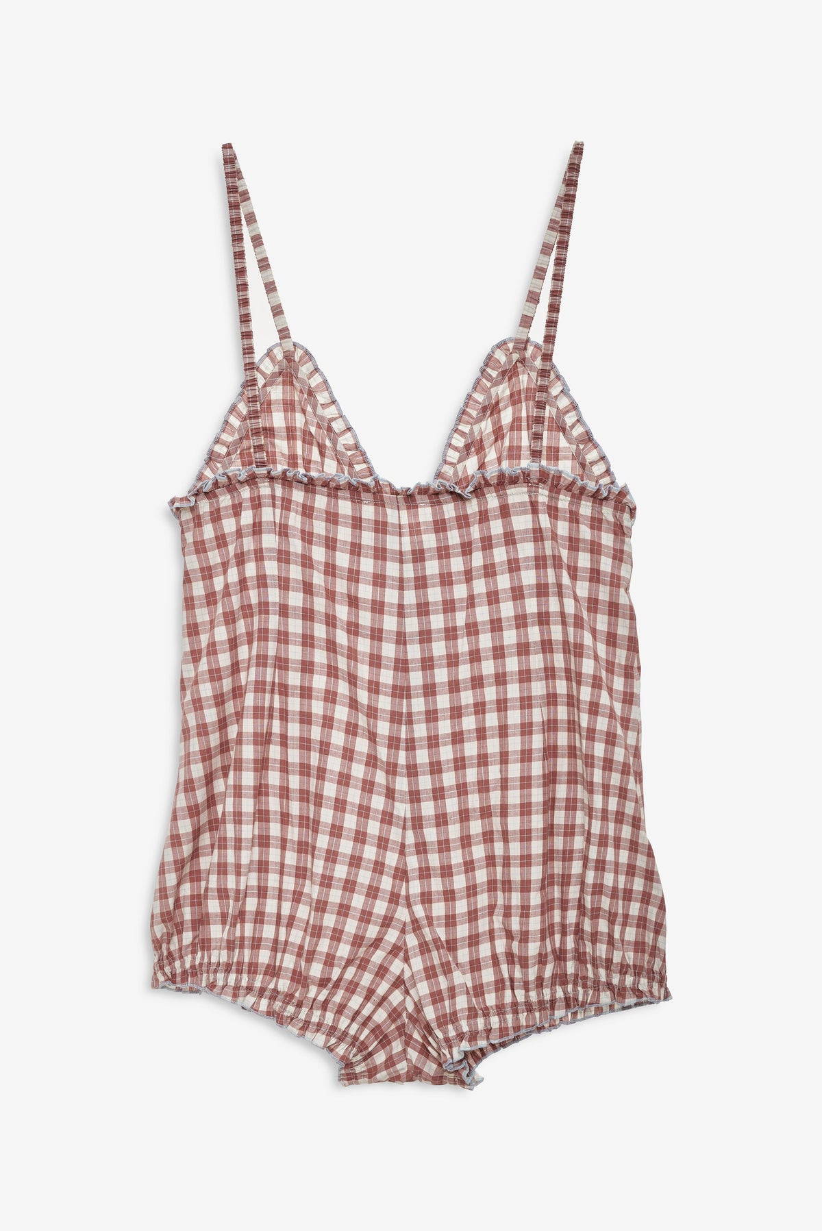 Poppy Gingham Romper - Brown