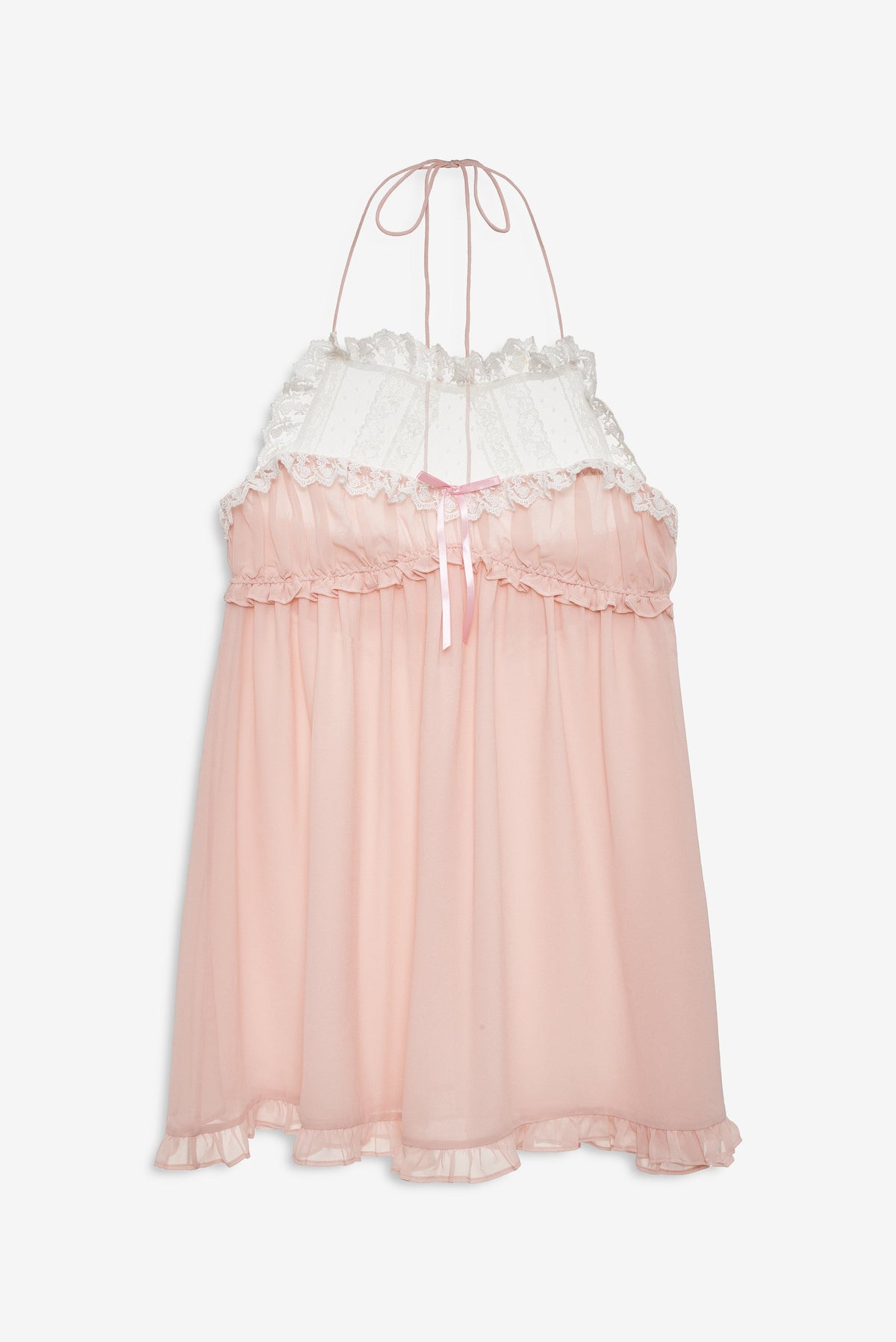 Layered Lace Halter Slip Dress - Dusty Rose