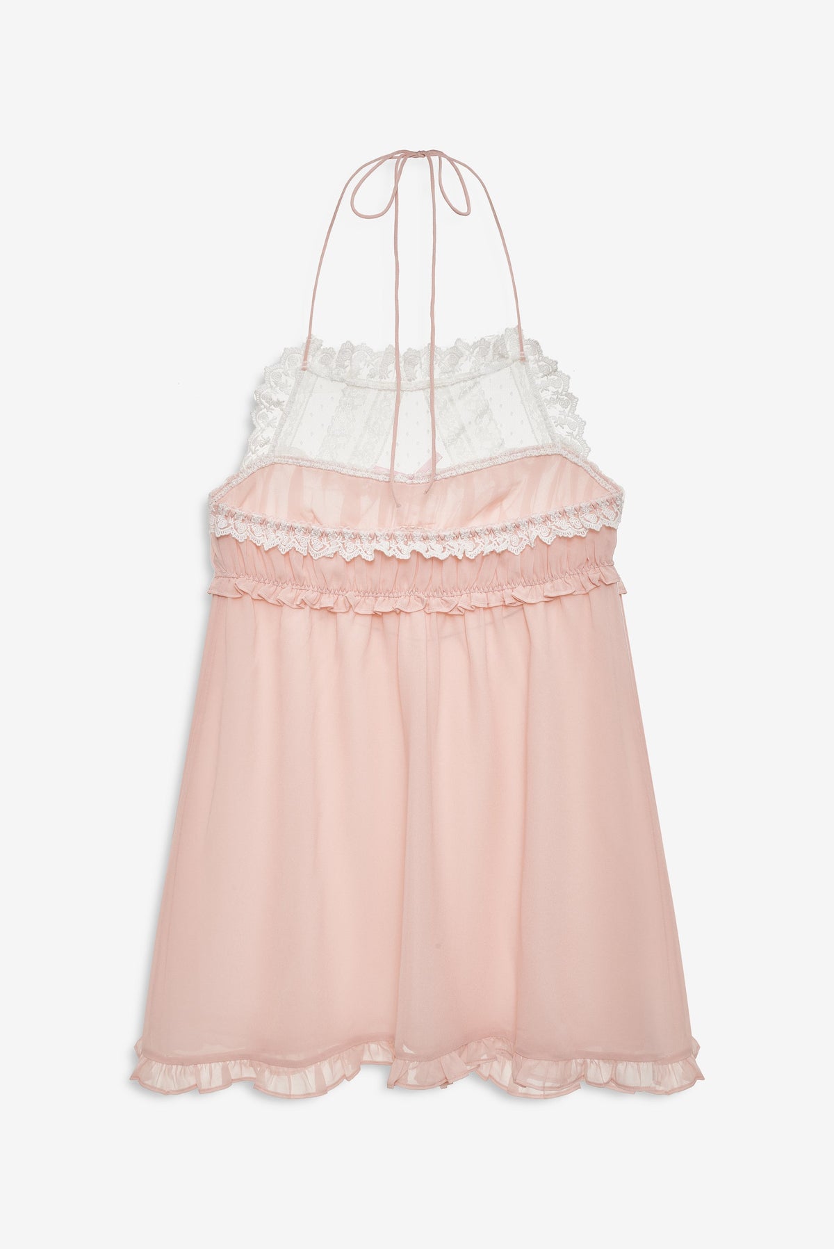 Layered Lace Halter Slip Dress - Dusty Rose