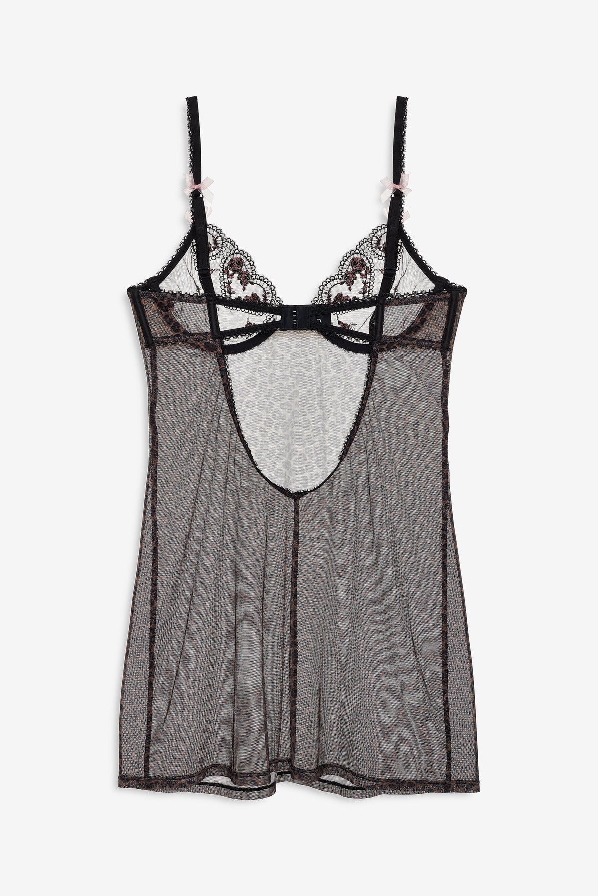 Cheetah Hearts Slip Dress - Black