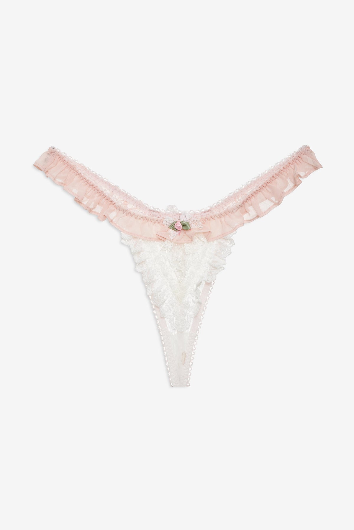 Layered Lace Thong Panty - Dusty Rose