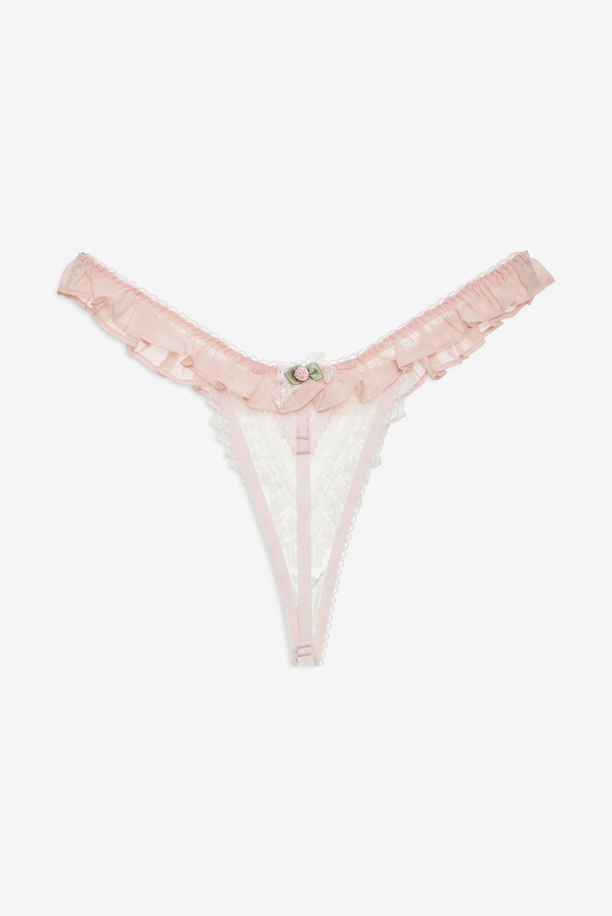 Layered Lace Thong Panty - Dusty Rose