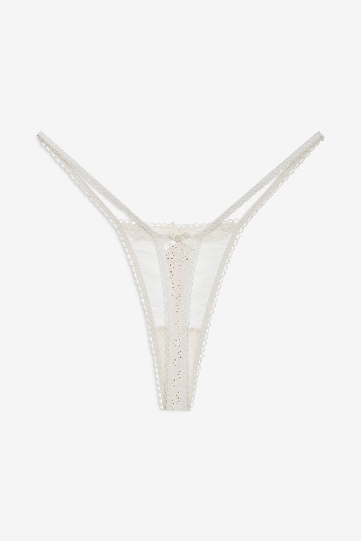 Eyelet Rose Thong Panty - Off White