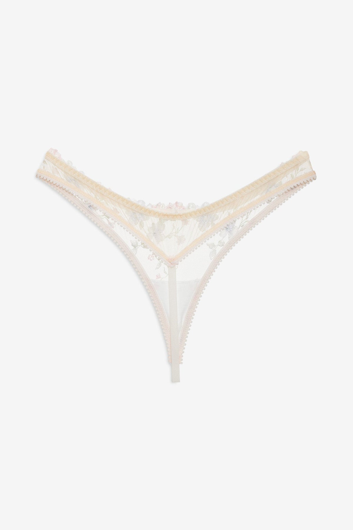 Peachy Keen Floral Thong Panty - Peach